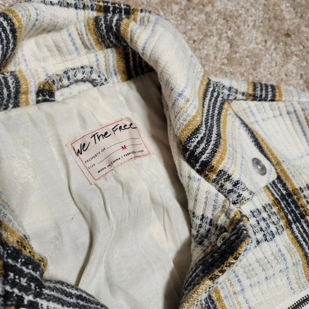 Free People We The Free Plaid Wool Blend Shacket‎ Jacket Lined Snap Front M
